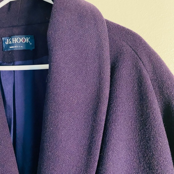 J G Hook wool coat. Purple/plum color; size 12 - Picture 2 of 16